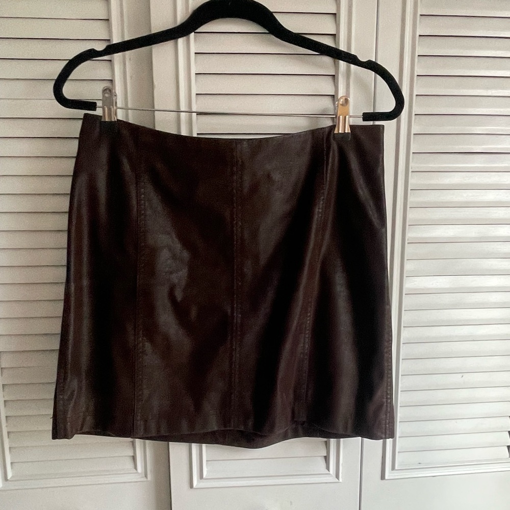 Free People Brown leather skirt